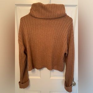 Forever 21 Brown Turtleneck Cropped Sweater, Size S